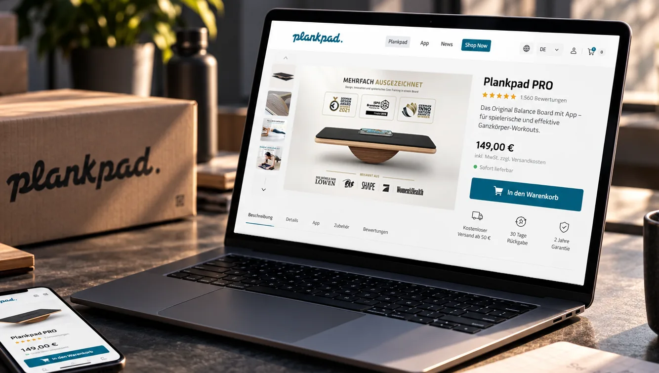 E-Commerce-Auftritt auf einem Notebook